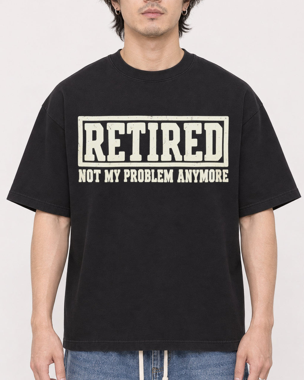 Mockup Boxy Heavyweight Tee Black male close-up 03