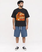Mockup Boxy Heavyweight Tee Black male full-body 07