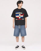 Mockup Boxy Heavyweight Tee Black male full-body 11
