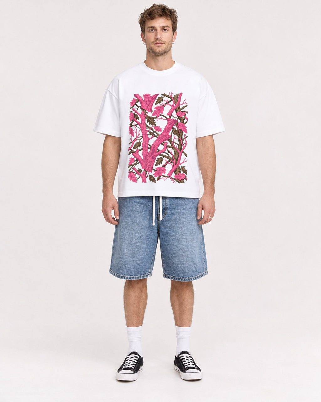 Mockup Boxy Heavyweight Tee White male full-body 08