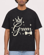 Mockup Boxy Heavyweight Tee Black male close-up 45