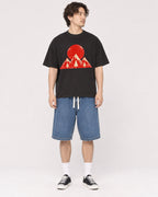 Mockup Boxy Heavyweight Tee Black male full-body 03