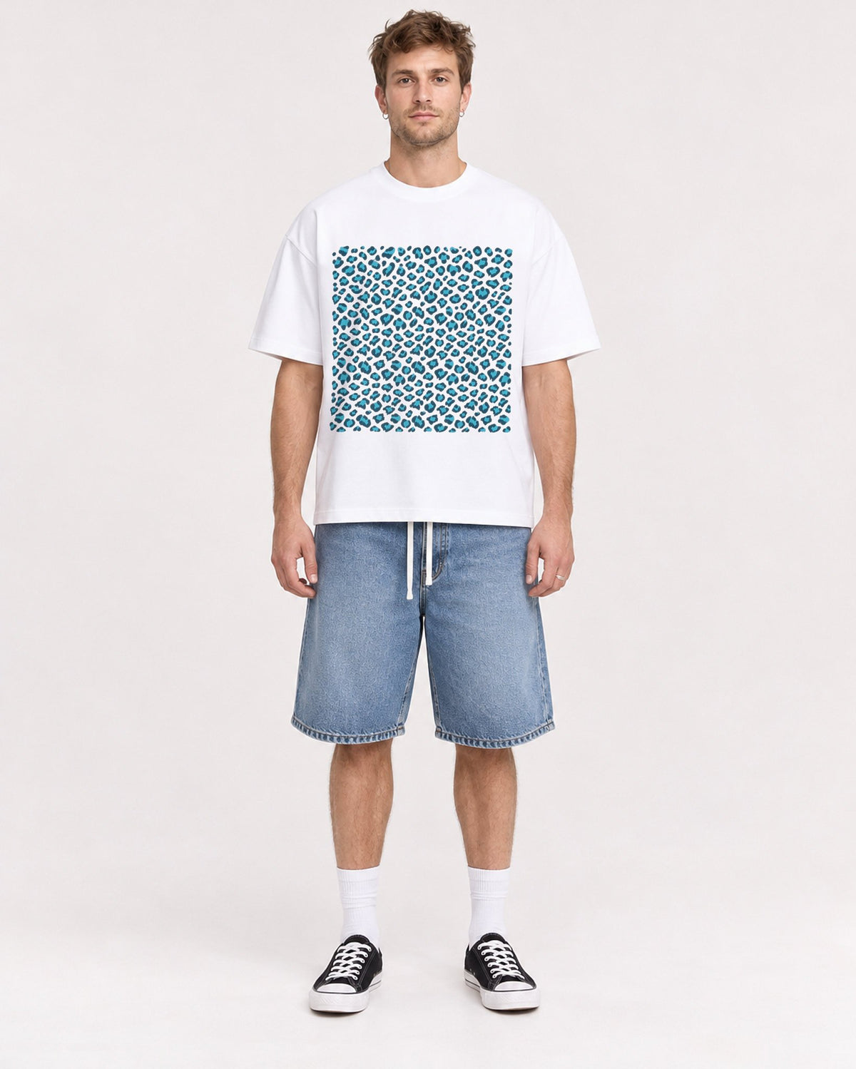 Mockup Boxy Heavyweight Tee White male full-body 08