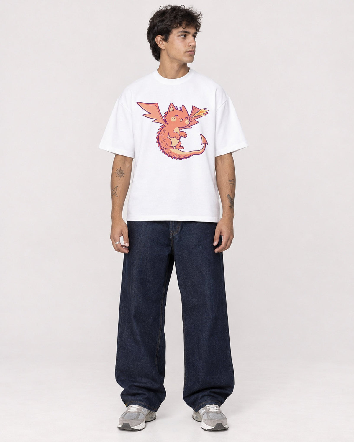 Mockup Boxy Heavyweight Tee White male full-body 06