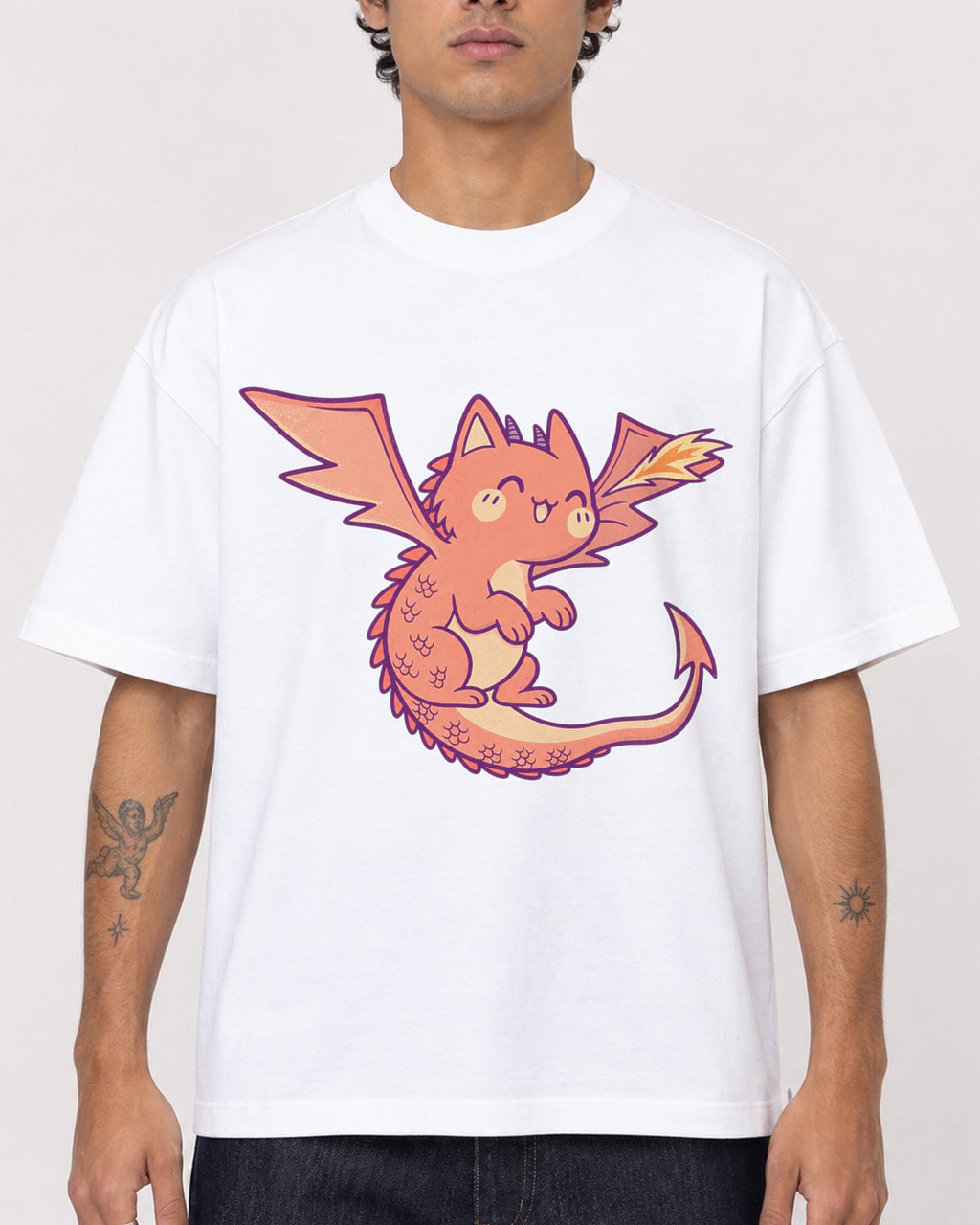 Mockup Boxy Heavyweight Tee White male close-up 06