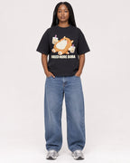 Mockup Boxy Heavyweight Tee Black female full-body 04