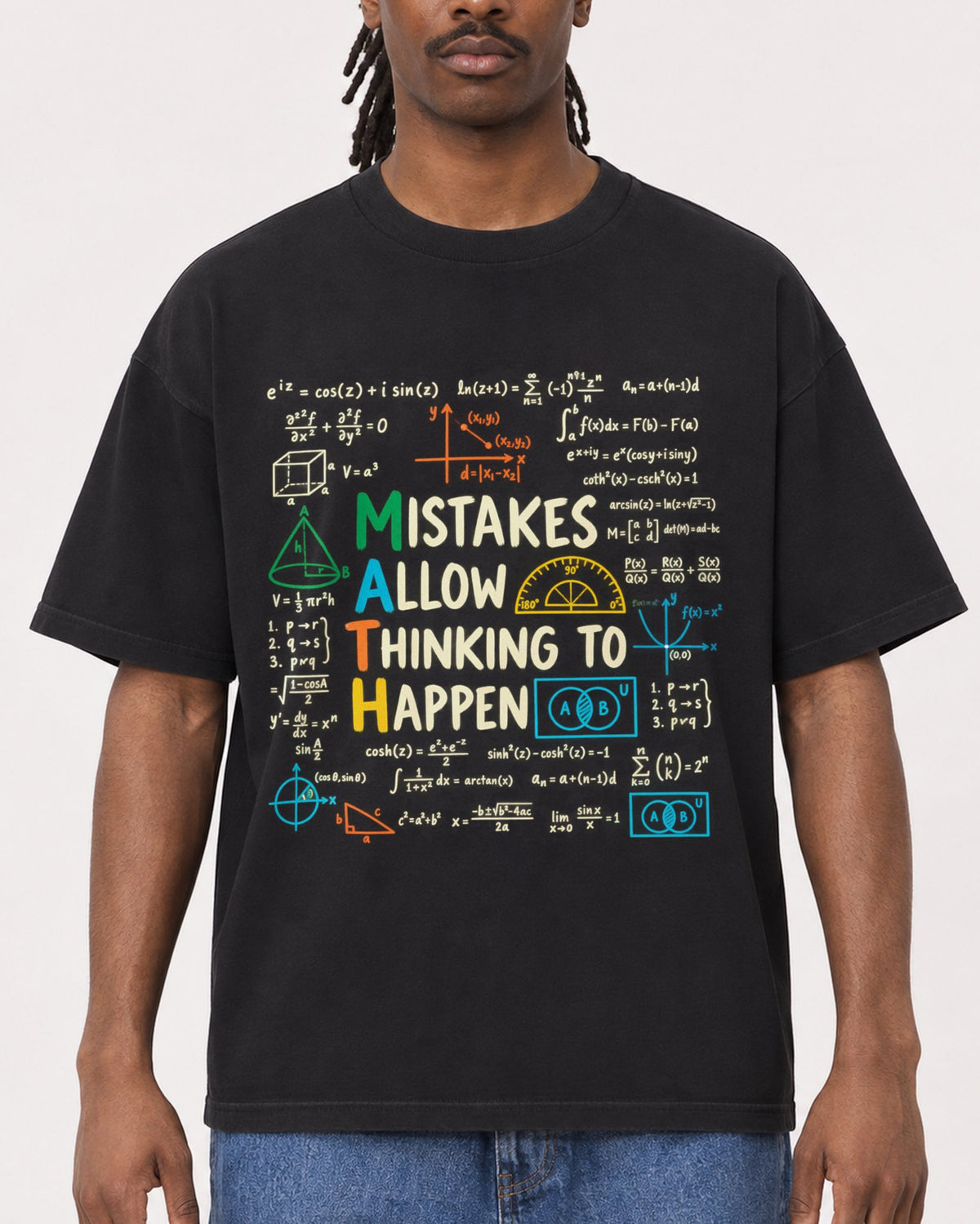 Mockup Boxy Heavyweight Tee Black male close-up 34