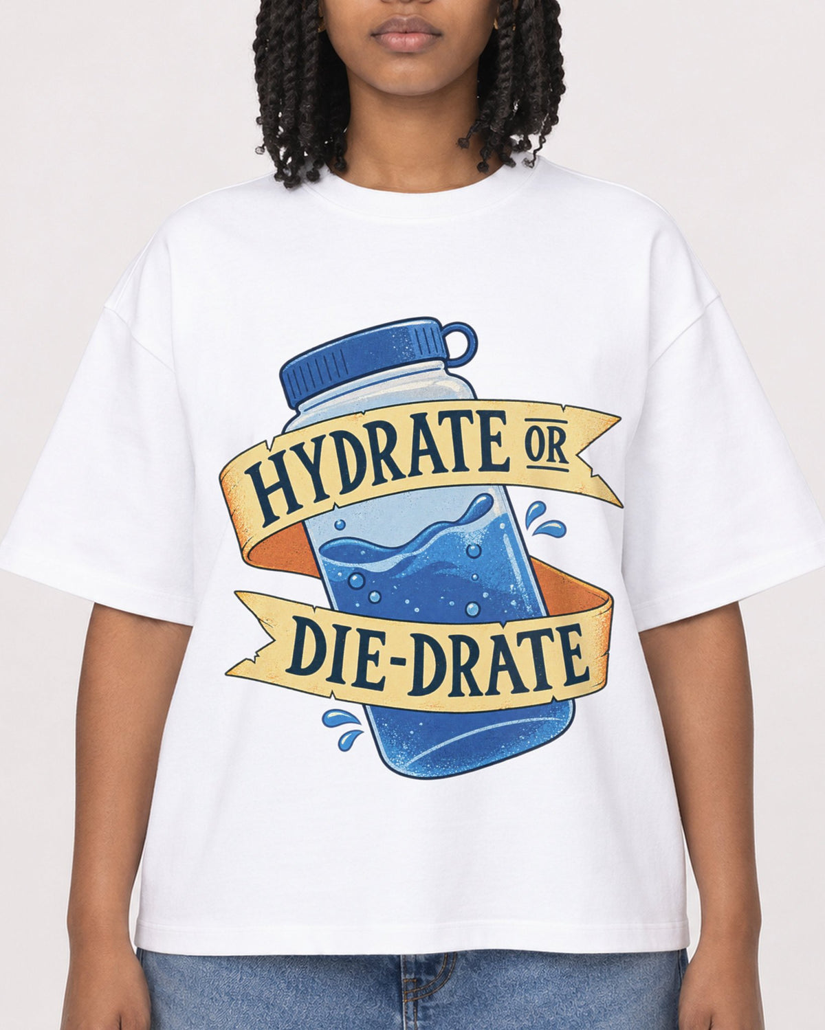 Mockup Boxy Heavyweight Tee White female close-up 15