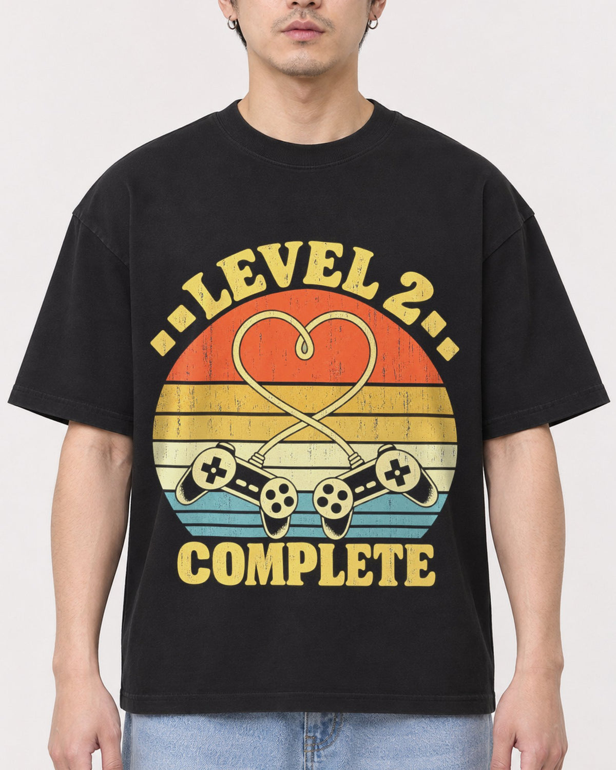 Mockup Boxy Heavyweight Tee Black male close-up 13