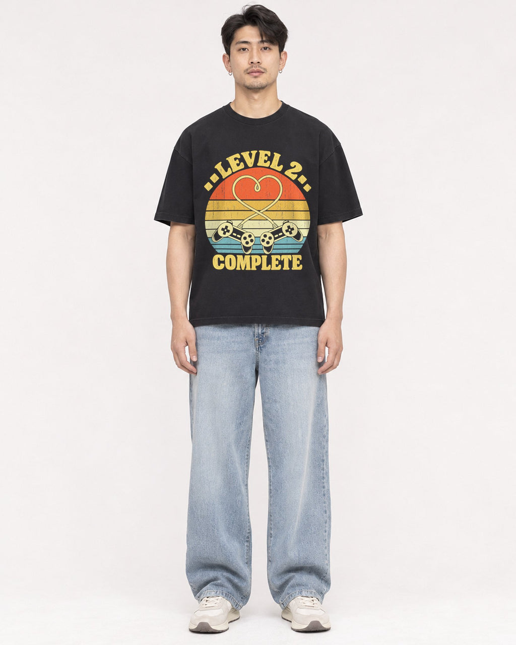 Mockup Boxy Heavyweight Tee Black male full-body 13
