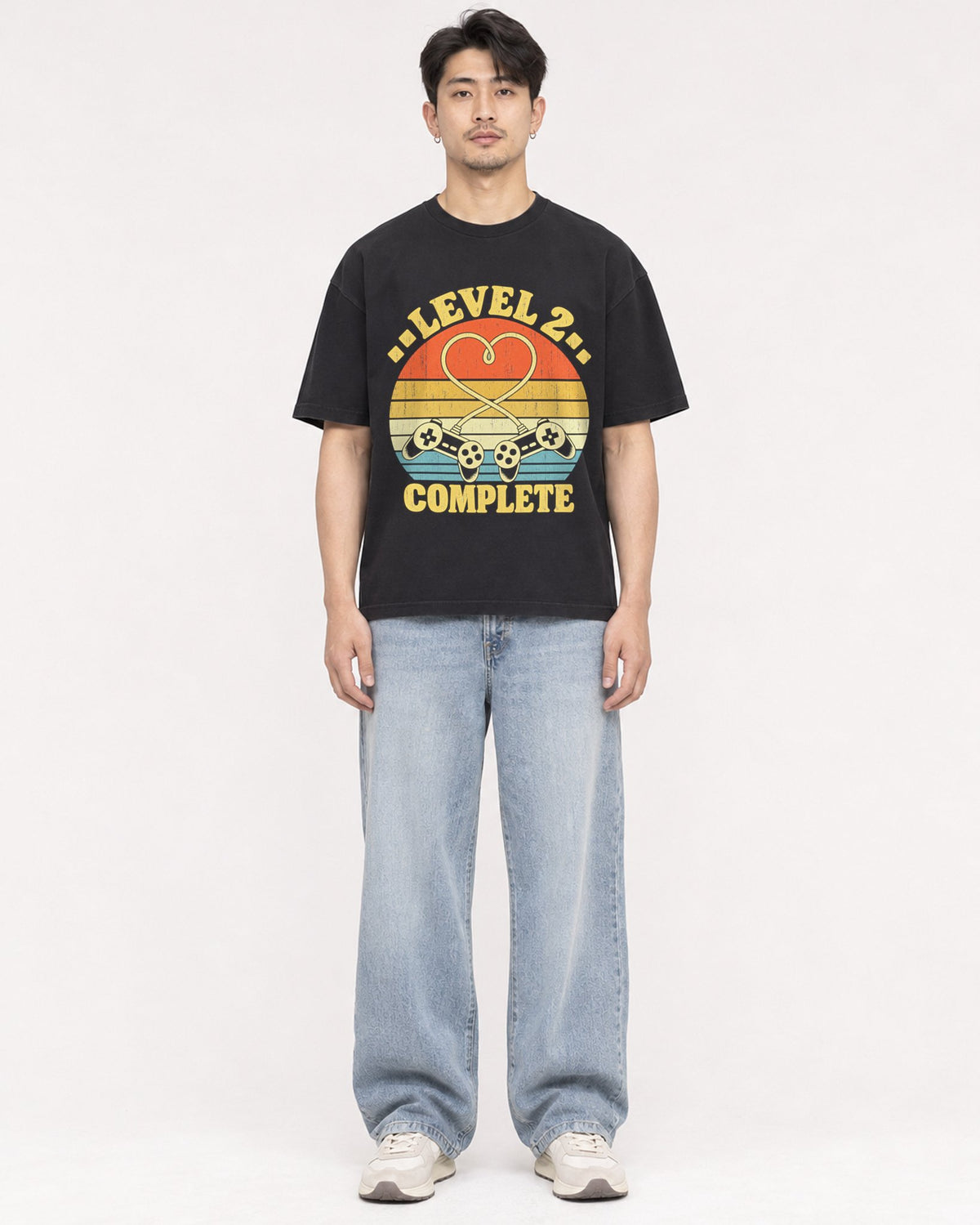 Mockup Boxy Heavyweight Tee Black male full-body 13