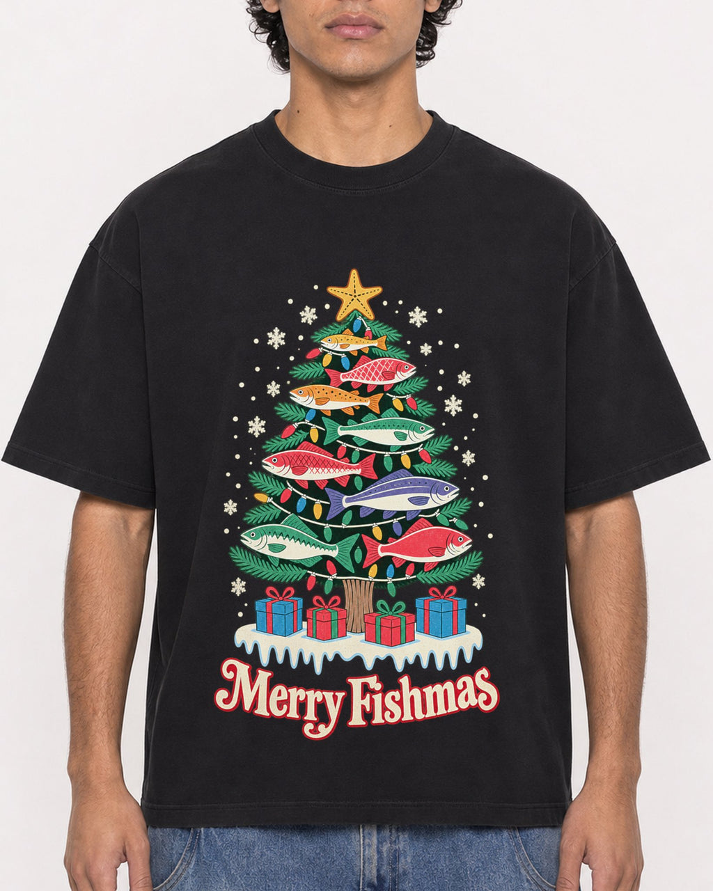 Mockup Boxy Heavyweight Tee Black male close-up 26