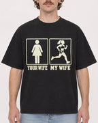 Mockup Boxy Heavyweight Tee Black male close-up 09