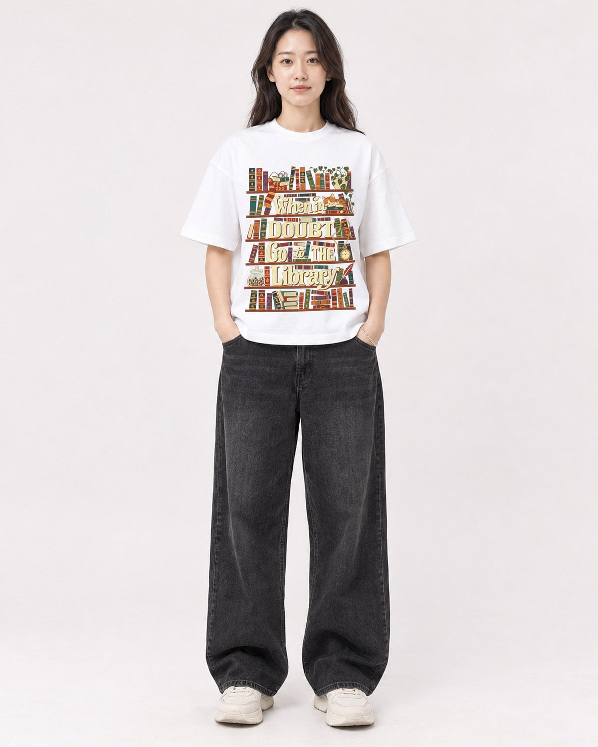 Mockup Boxy Heavyweight Tee White female full-body 03