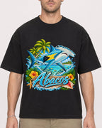 Mockup Boxy Heavyweight Tee Black male close-up 08