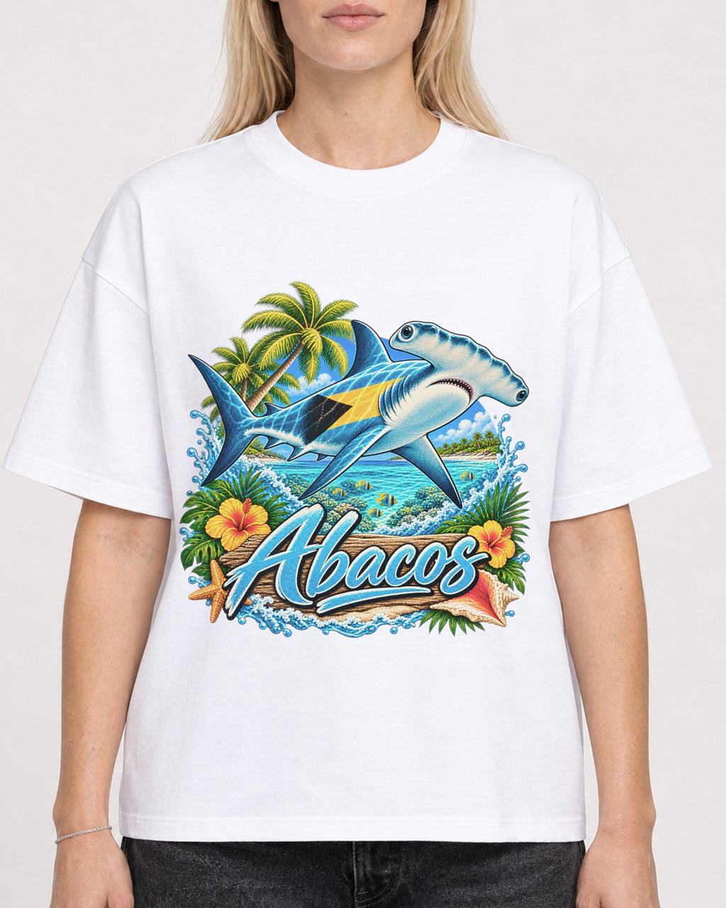 Mockup Boxy Heavyweight Tee White female close-up 08