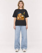 Mockup Boxy Heavyweight Tee Black female full-body 19