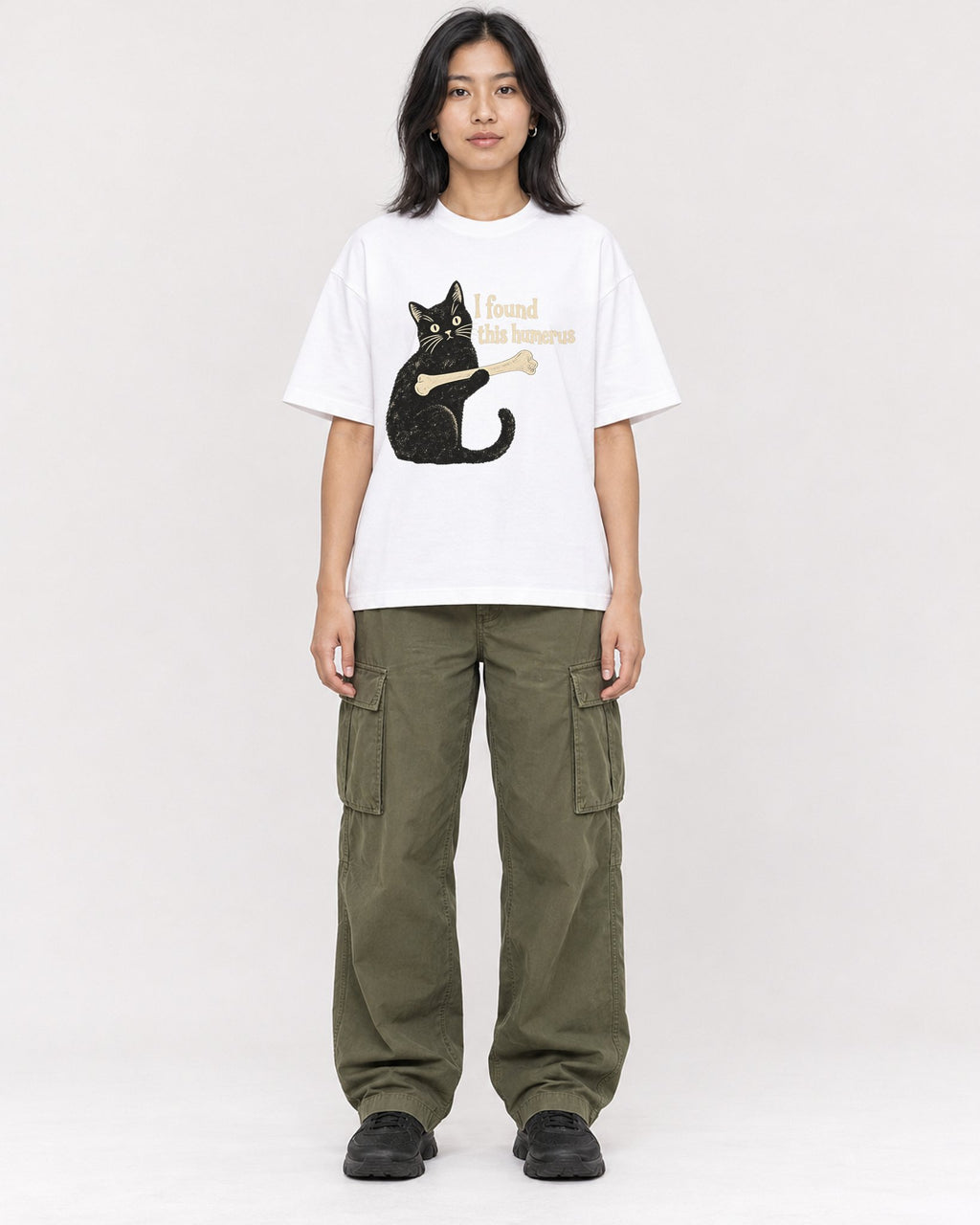 Mockup Boxy Heavyweight Tee White female full-body 22