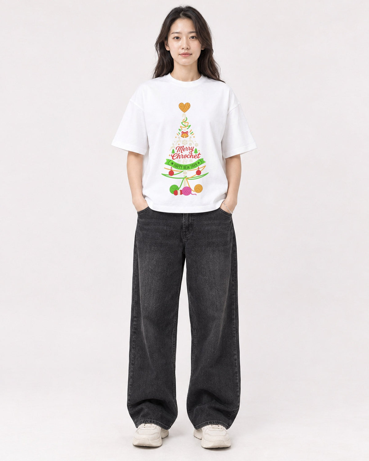 Mockup Boxy Heavyweight Tee White female full-body 03
