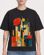 Mockup Boxy Heavyweight Tee Black female close-up 48