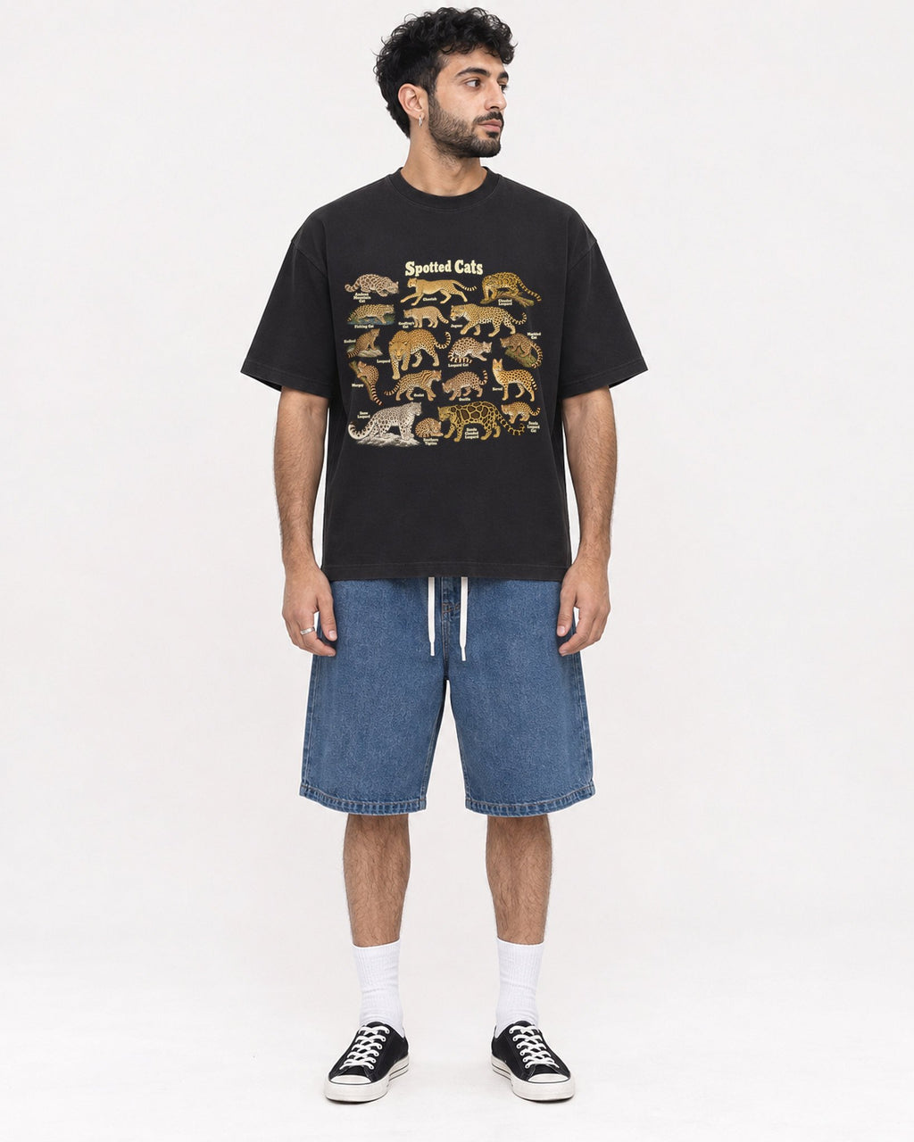 Mockup Boxy Heavyweight Tee Black male full-body 07