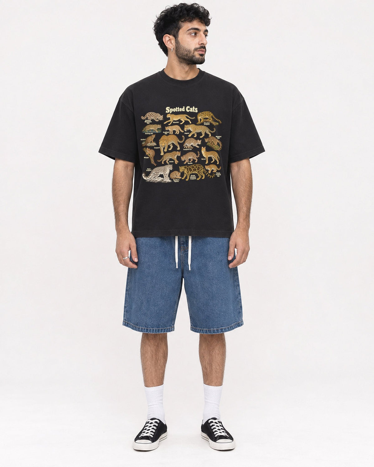 Mockup Boxy Heavyweight Tee Black male full-body 07