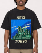 Mockup Boxy Heavyweight Tee Black male close-up 04