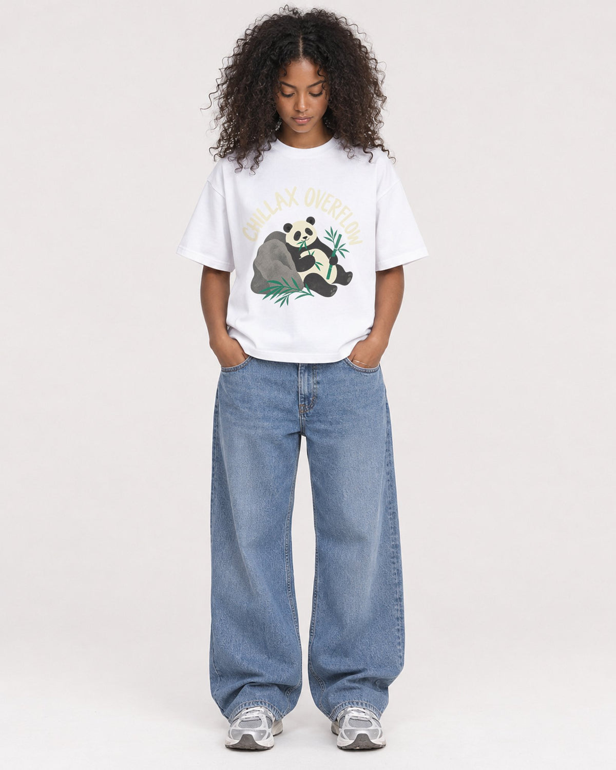 Mockup Boxy Heavyweight Tee White female full-body 05