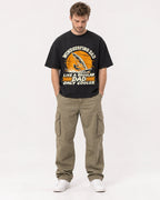 Mockup Boxy Heavyweight Tee Black male full-body 08