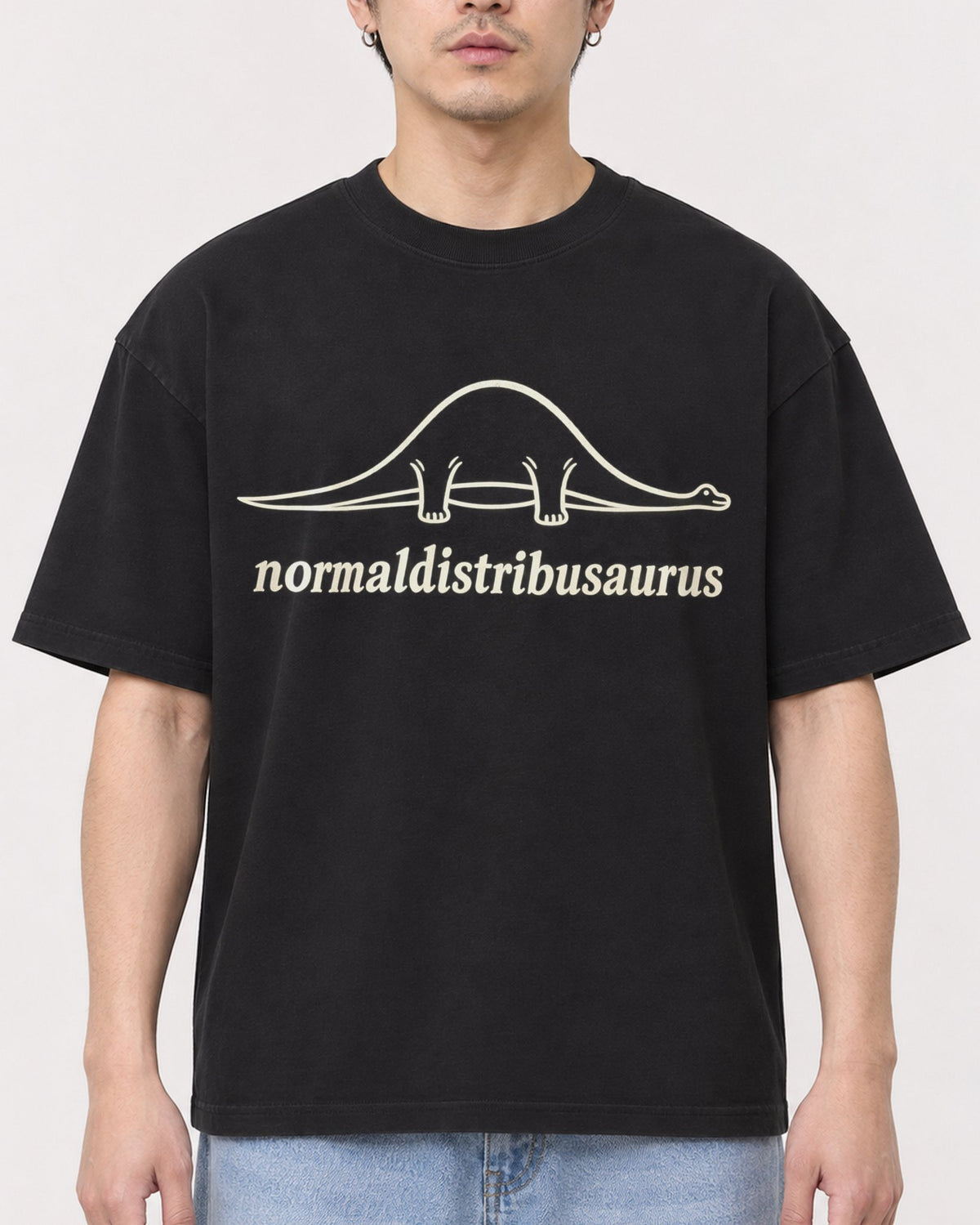 Mockup Boxy Heavyweight Tee Black male close-up 13