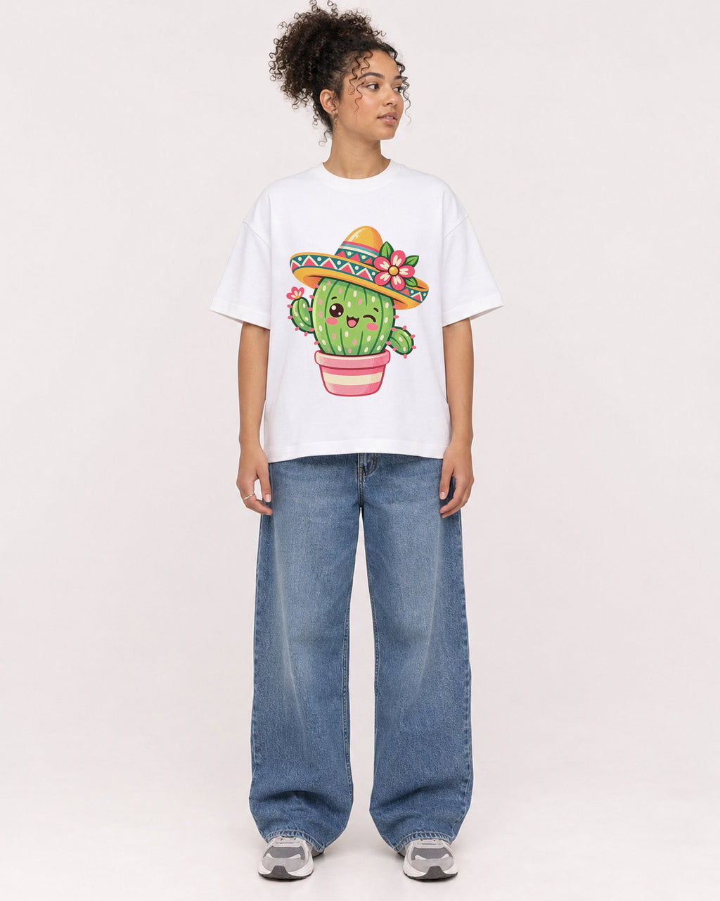 Mockup Boxy Heavyweight Tee White female full-body 20