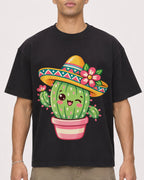 Mockup Boxy Heavyweight Tee Black male close-up 20