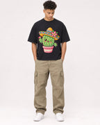 Mockup Boxy Heavyweight Tee Black male full-body 20