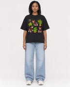 Mockup Boxy Heavyweight Tee Black female full-body 15
