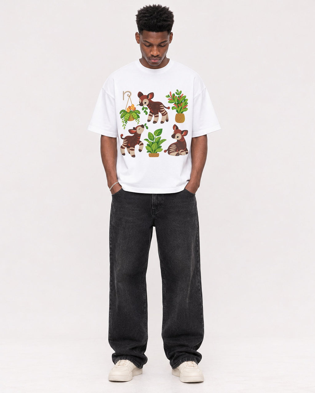 Mockup Boxy Heavyweight Tee White male full-body 15