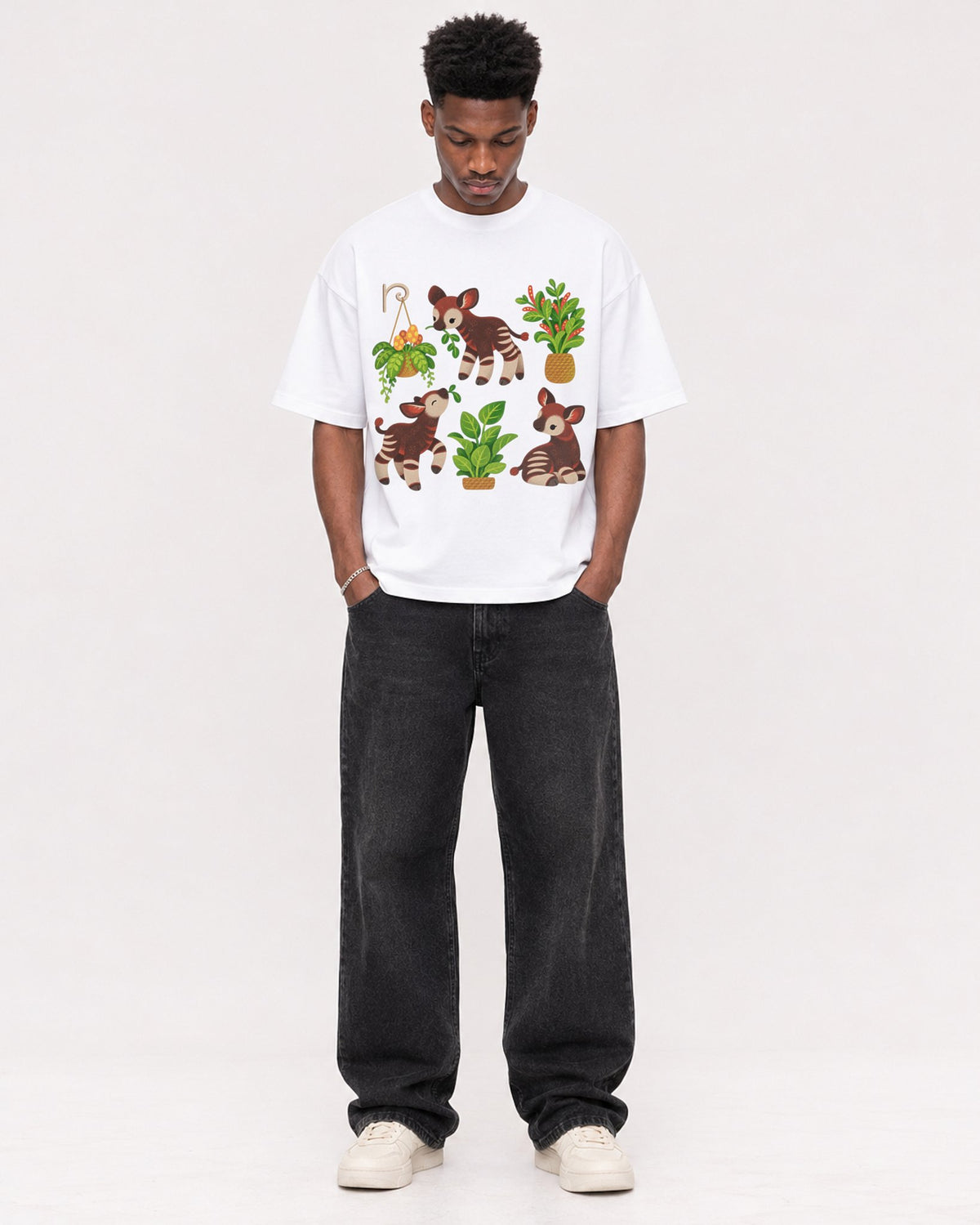 Mockup Boxy Heavyweight Tee White male full-body 15
