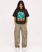 Mockup Boxy Heavyweight Tee Black female full-body 06