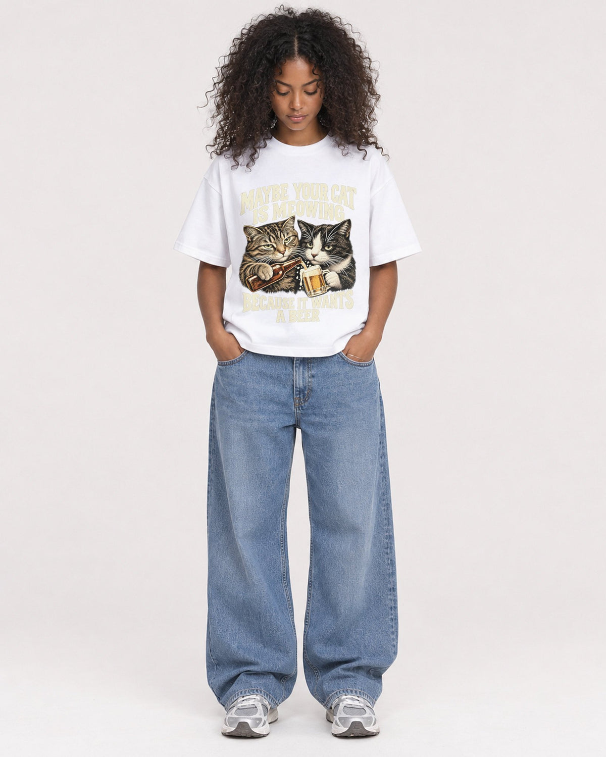 Mockup Boxy Heavyweight Tee White female full-body 05