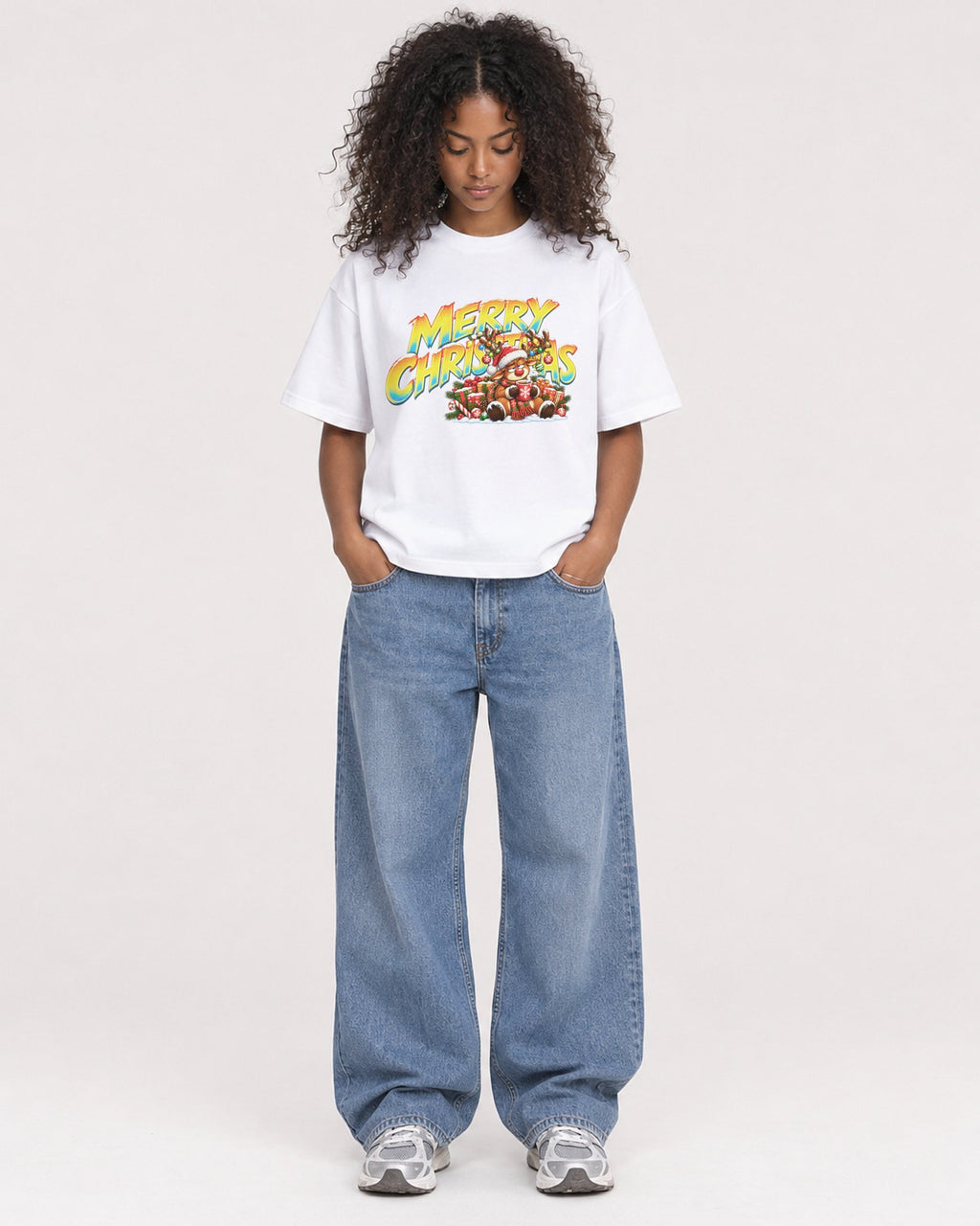 Mockup Boxy Heavyweight Tee White female full-body 05