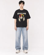 Mockup Boxy Heavyweight Tee Black male full-body 01