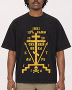 Mockup Boxy Heavyweight Tee Black male close-up 04