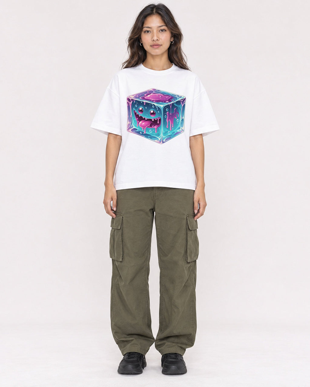 Mockup Boxy Heavyweight Tee White female full-body 02