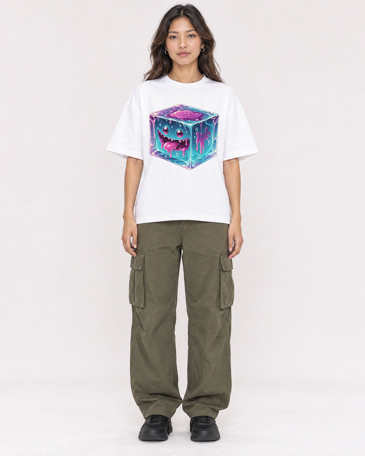 Mockup Boxy Heavyweight Tee White female full-body 02