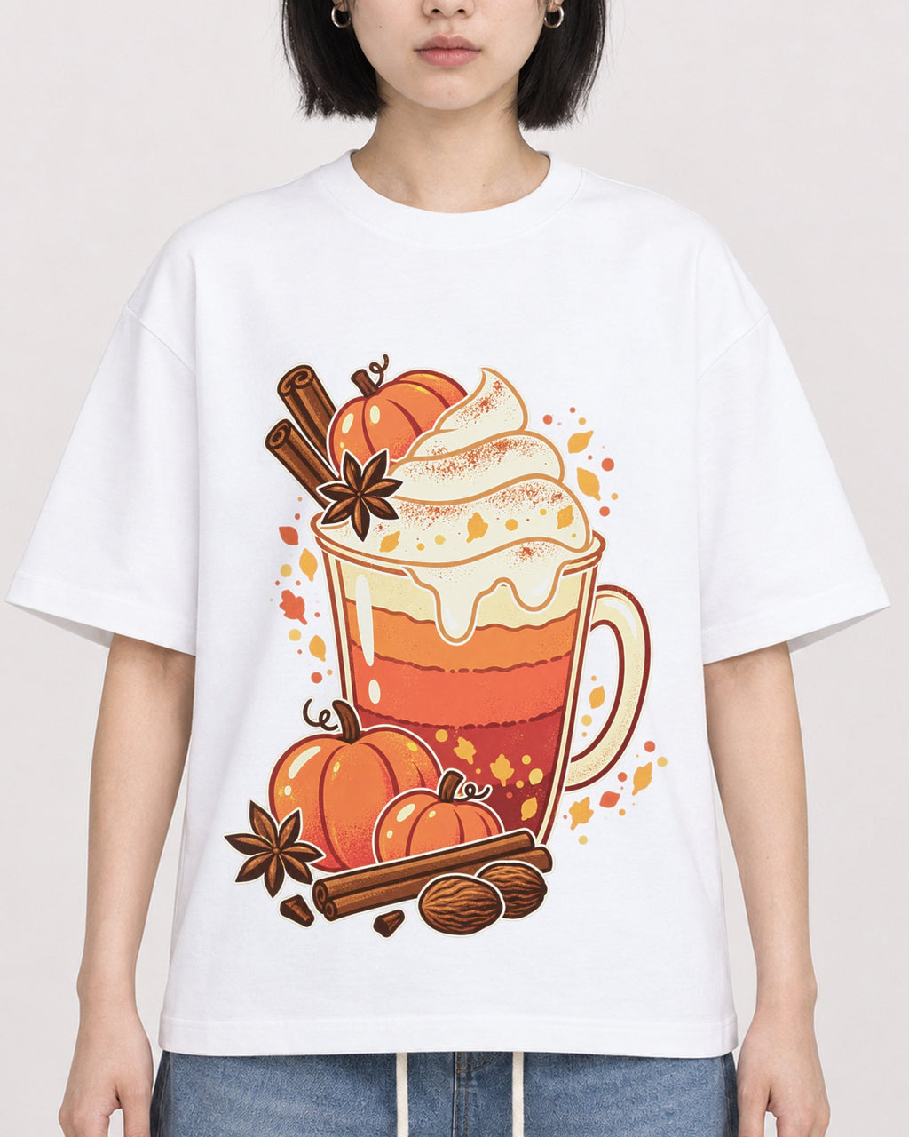 Mockup Boxy Heavyweight Tee White female close-up 11