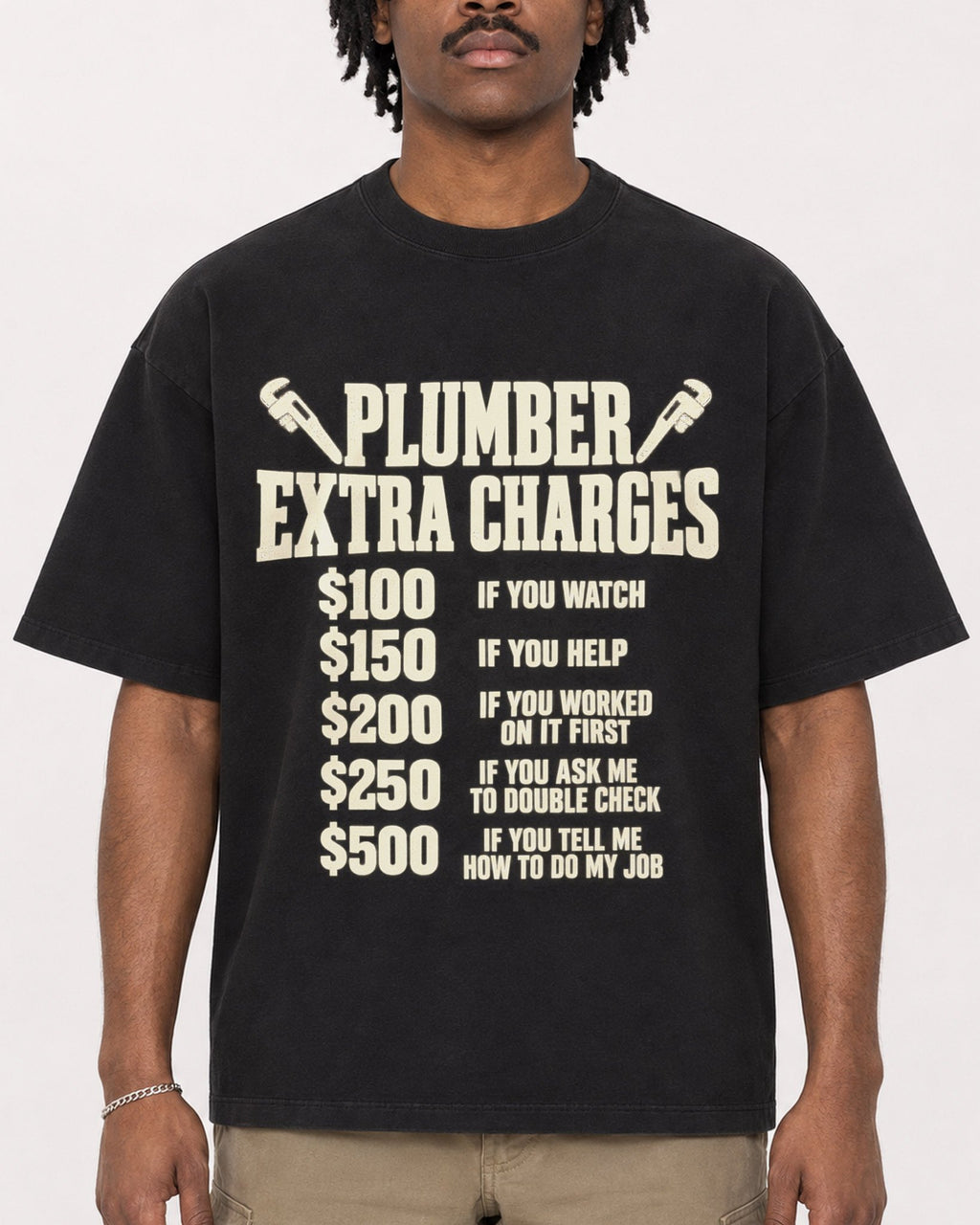 Mockup Boxy Heavyweight Tee Black male close-up 04