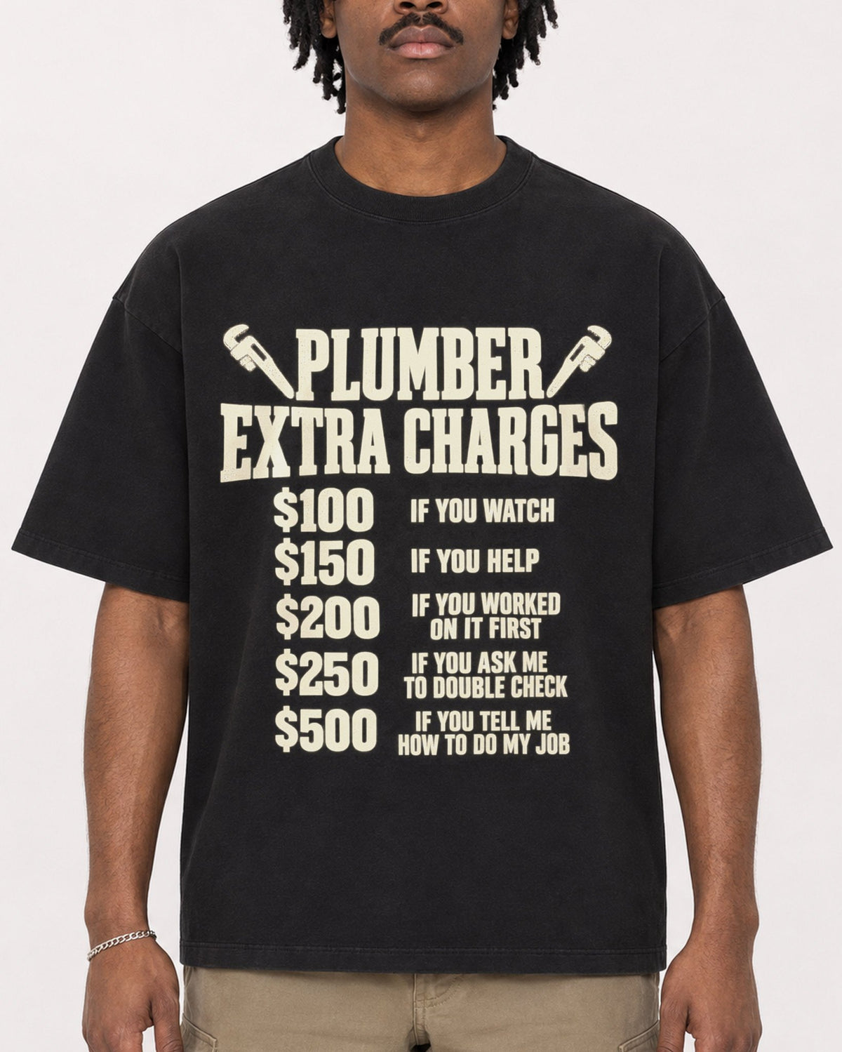 Mockup Boxy Heavyweight Tee Black male close-up 04