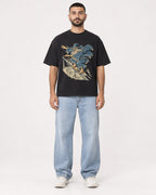 Mockup Boxy Heavyweight Tee Black male full-body 37