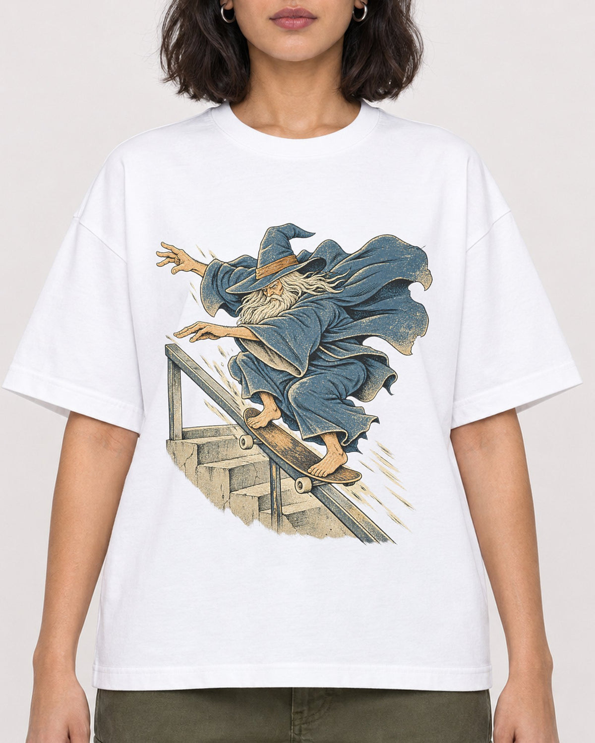 Mockup Boxy Heavyweight Tee White female close-up 37