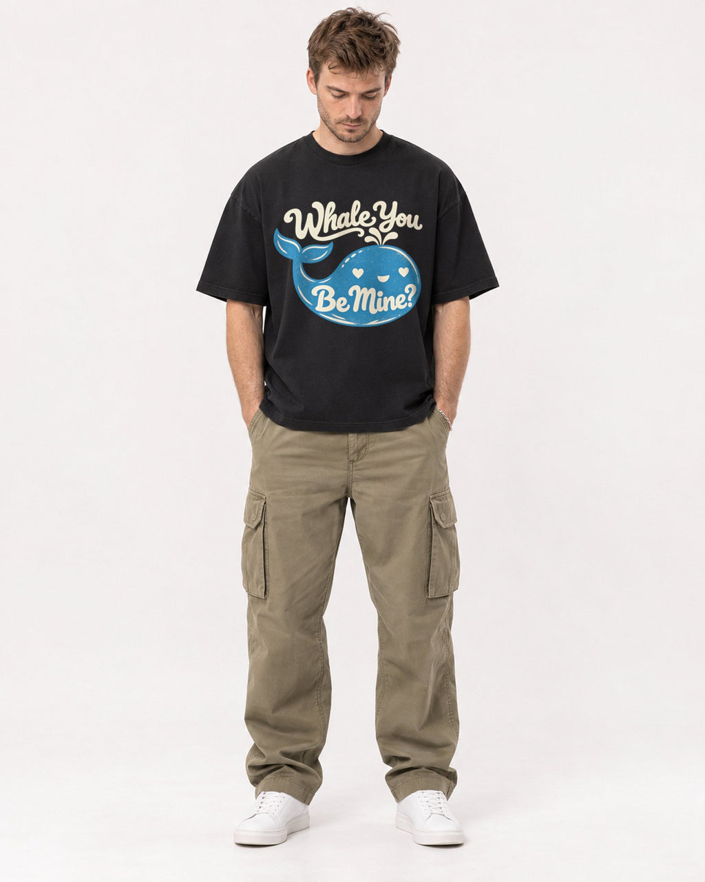 Mockup Boxy Heavyweight Tee Black male full-body 08