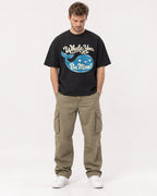 Mockup Boxy Heavyweight Tee Black male full-body 08